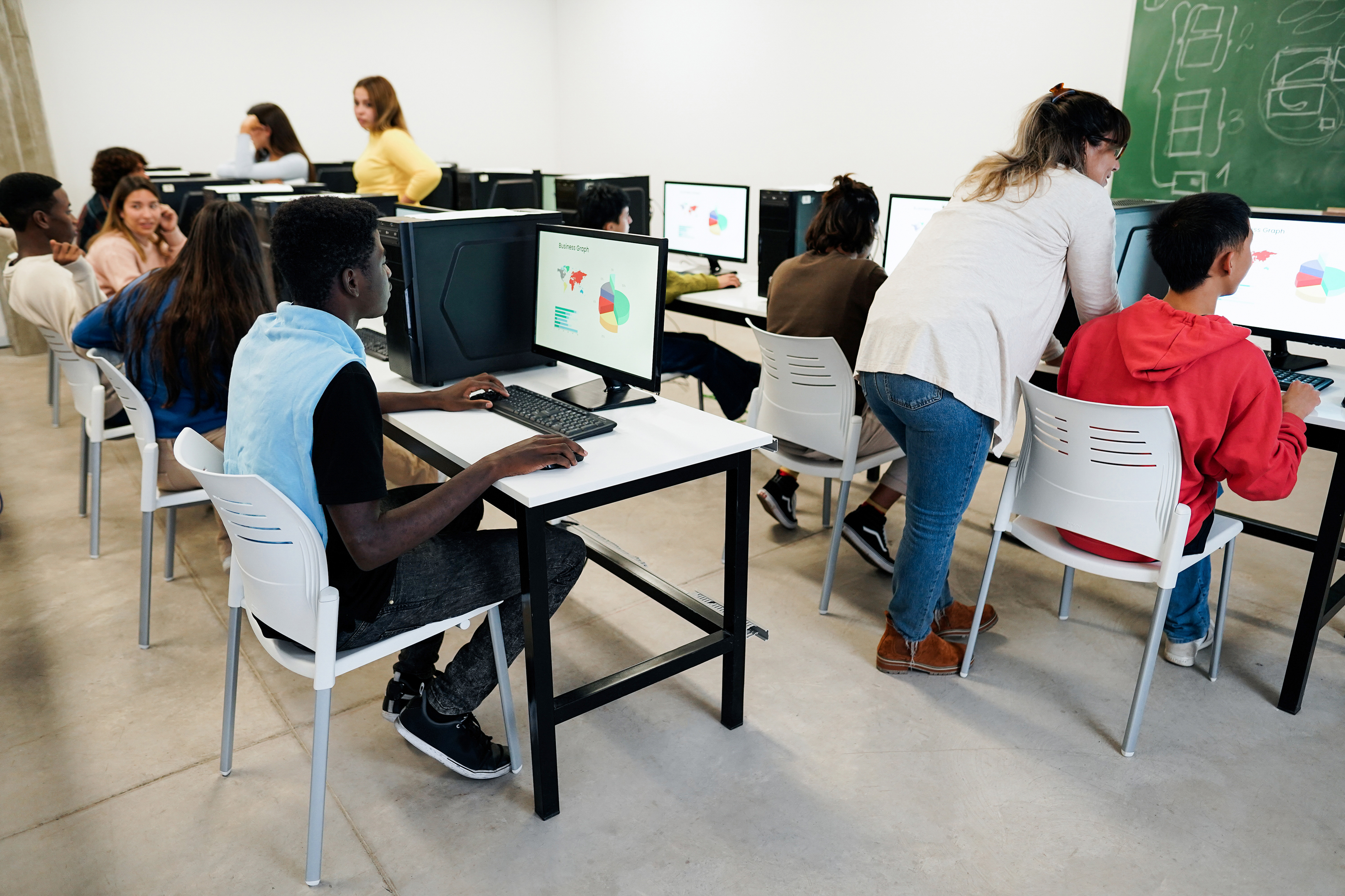 Scientist or educator using advanced digital analysis tools